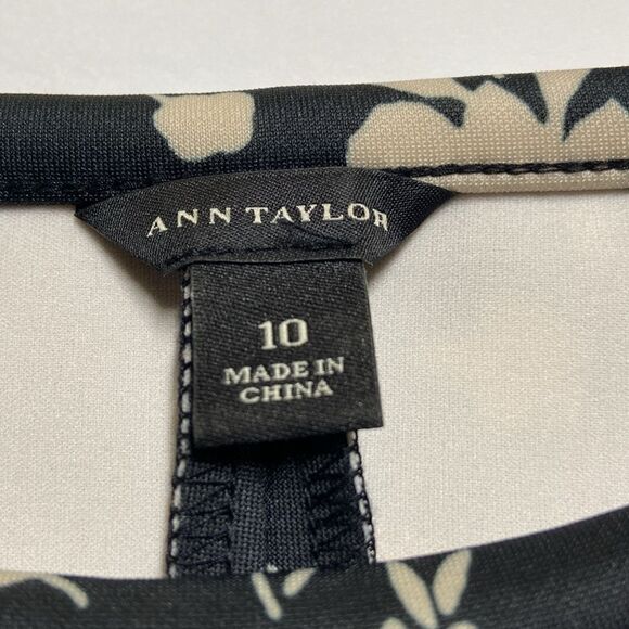 Ann Taylor NWOT sleeveless fit & flare black/cream dress 10 - Picture 7 of 8